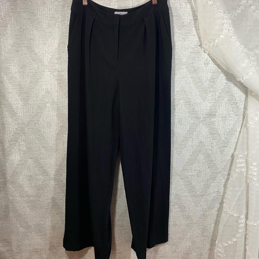H by Halston black wide leg trousers size 12